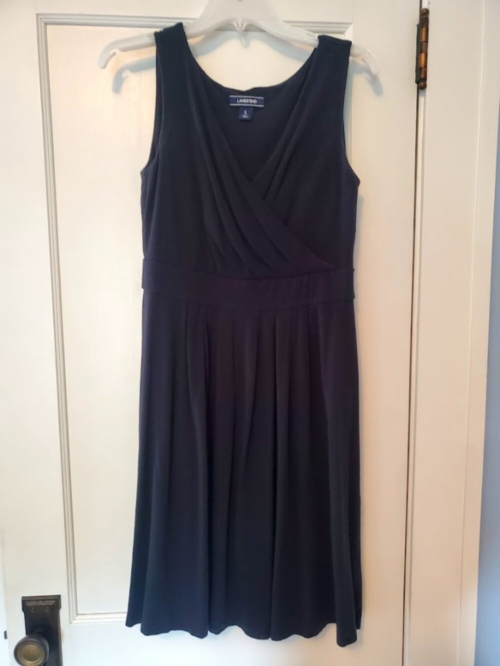 Black Sleeveless Crossover Front Jersey Knit Dress